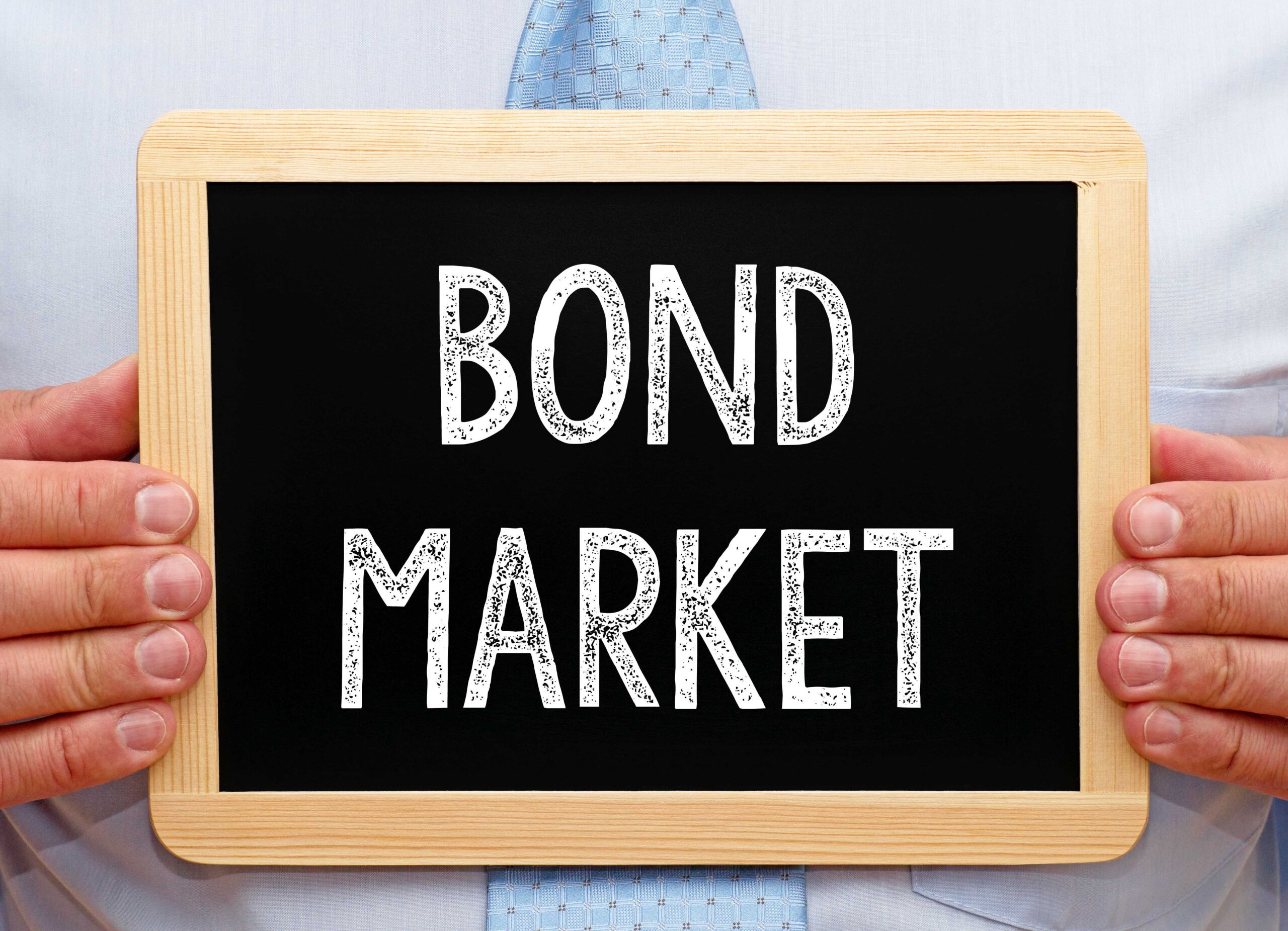 Graphic of a chalk board with 'Bond Market' written on it